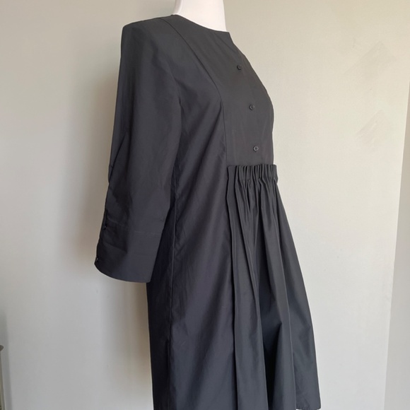 Cos Navy 3/4 sleeve Voluminous Gathered Cotton Casual A-line Dress w/ Pockets - Picture 10 of 12
